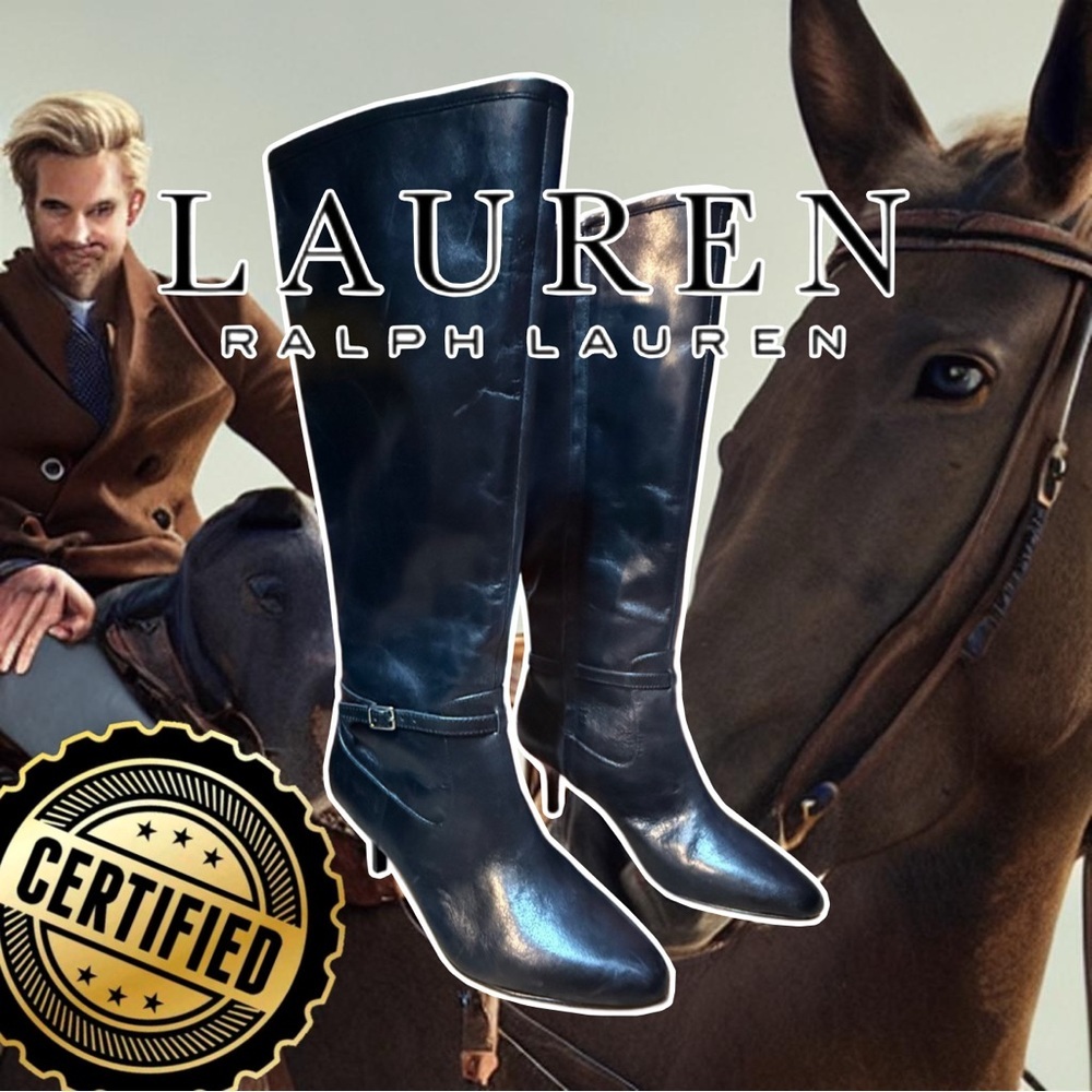 Lauren Ralph Lauren Black Leather Riding Boots – “Nellie” Style (MSRP $250+)​